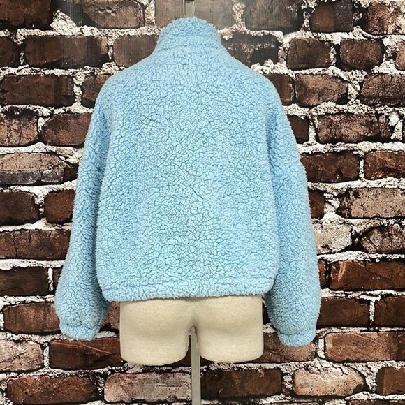 Urban Outfitters Shearling Fleece Full Zip Pockets Blue Size Small S - Picture 6 of 15